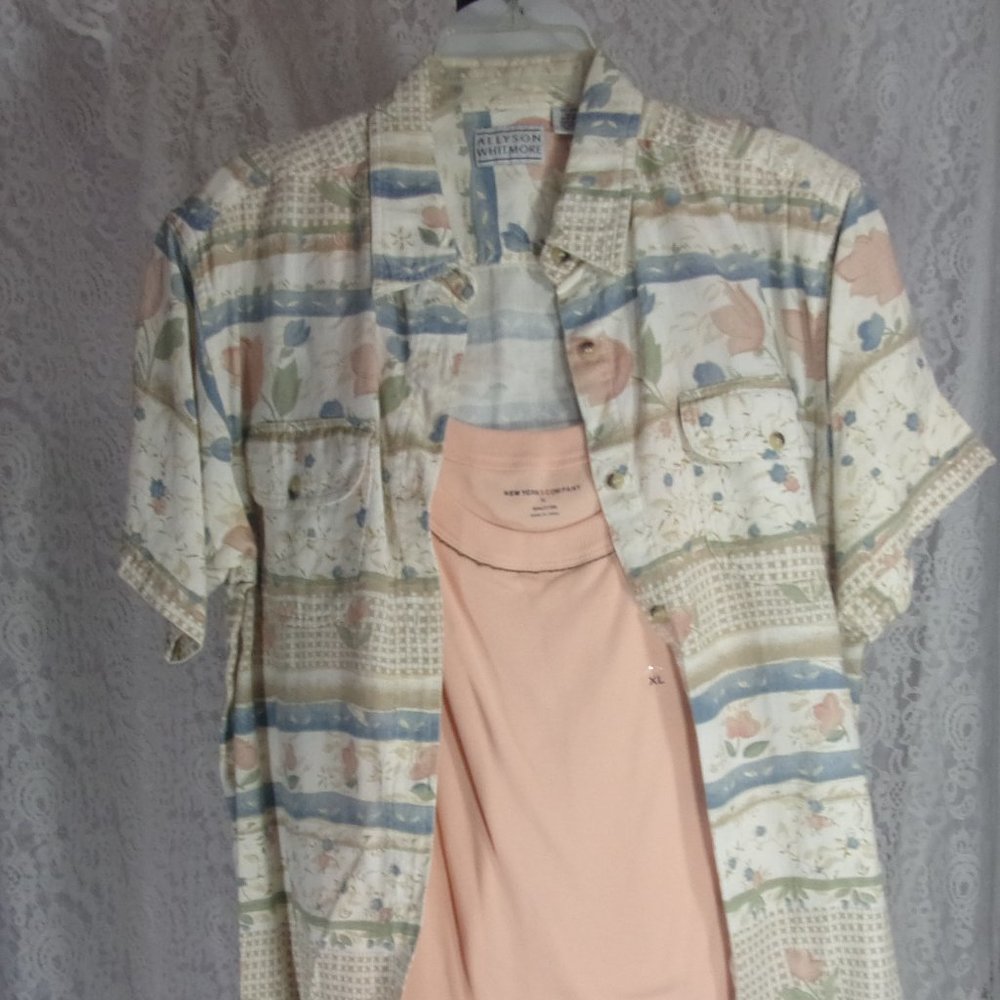 Allyson Whitmore Classic Camp Shirt Top Blouse 100% Cotton Size L